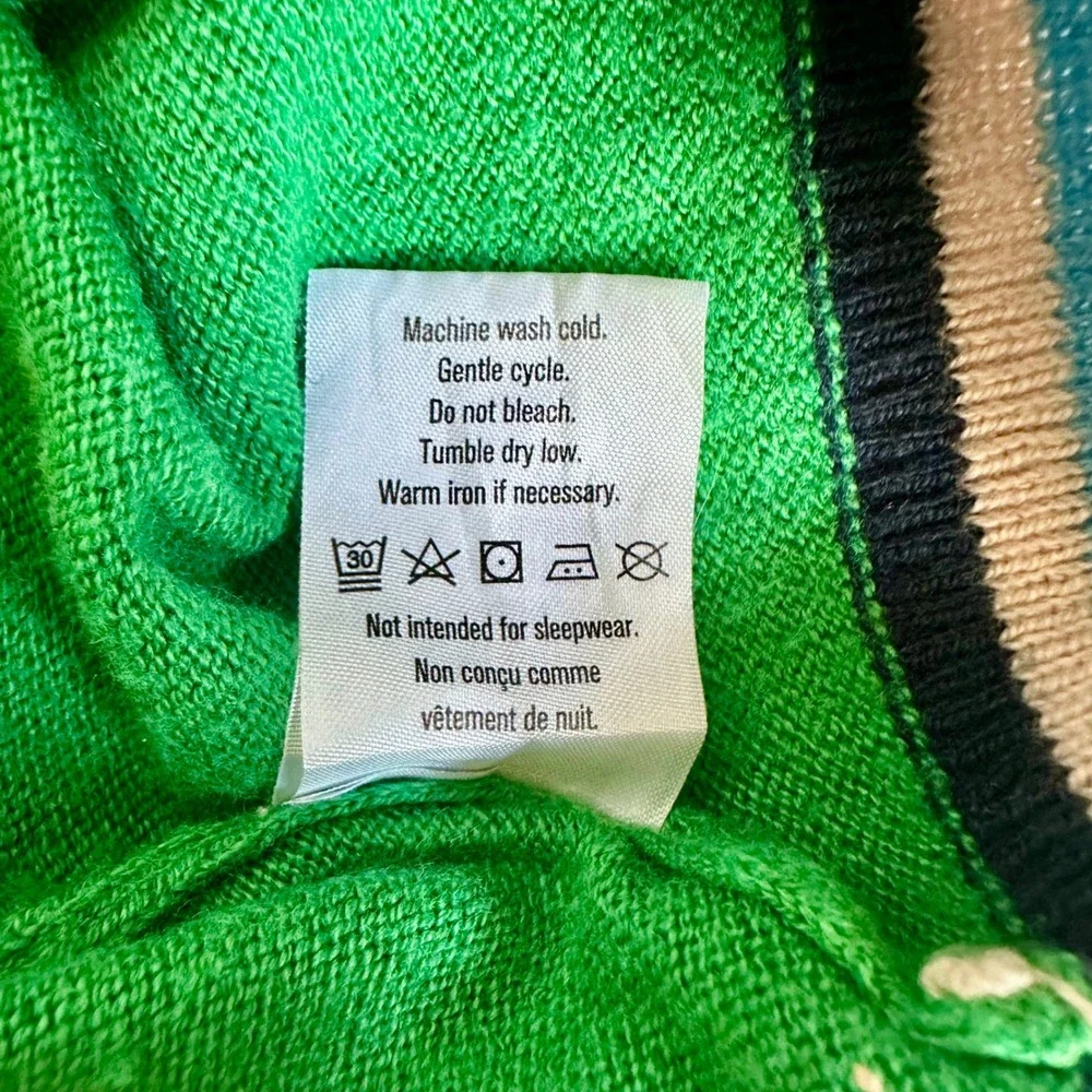 Gymboree Amour Intarsia Knit Sweater Girls Size S 5-6 Green Striped